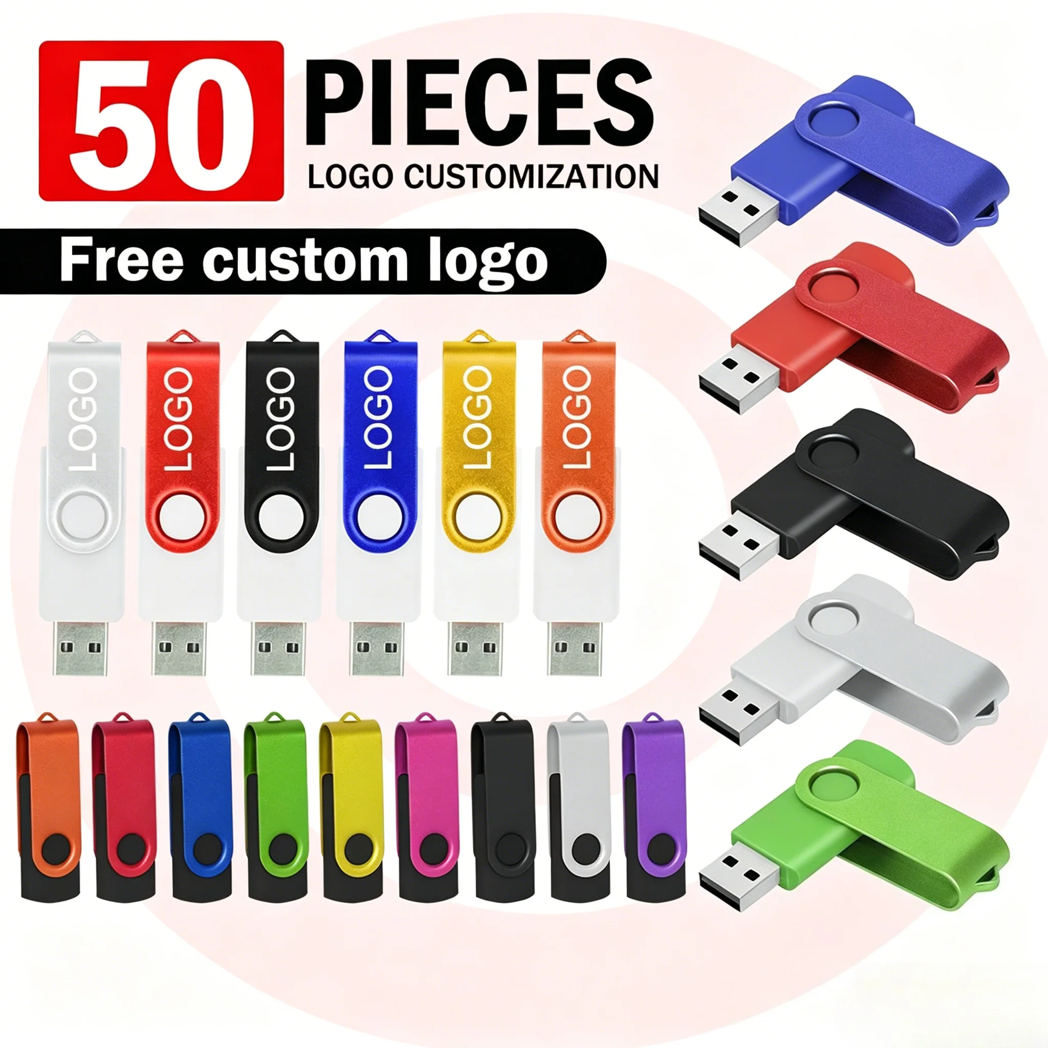 

50 шт./лот, USB-флешки 2.0 с возможностью нанесения логотипа, металлические, 128 ГБ, 64 ГБ, 32 ГБ, 16 ГБ, оригинальные флеш-накопители 16 ГБ, 8 ГБ, 4 ГБ, карты памяти U Disk