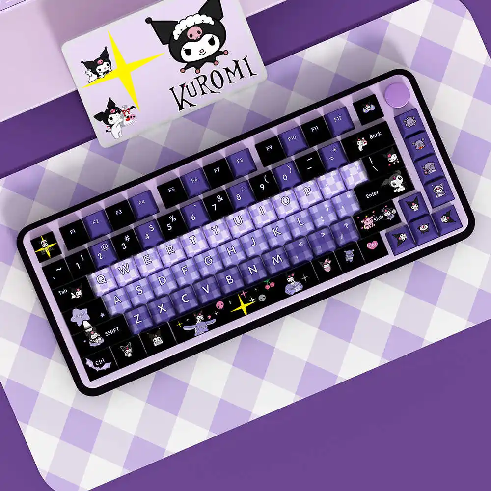 Teclas de dibujos animados de Anime Sanrio Kurumi, perfil de cereza, sublimación térmica PBT, interruptor MX, teclas de teclado mecánico para juegos