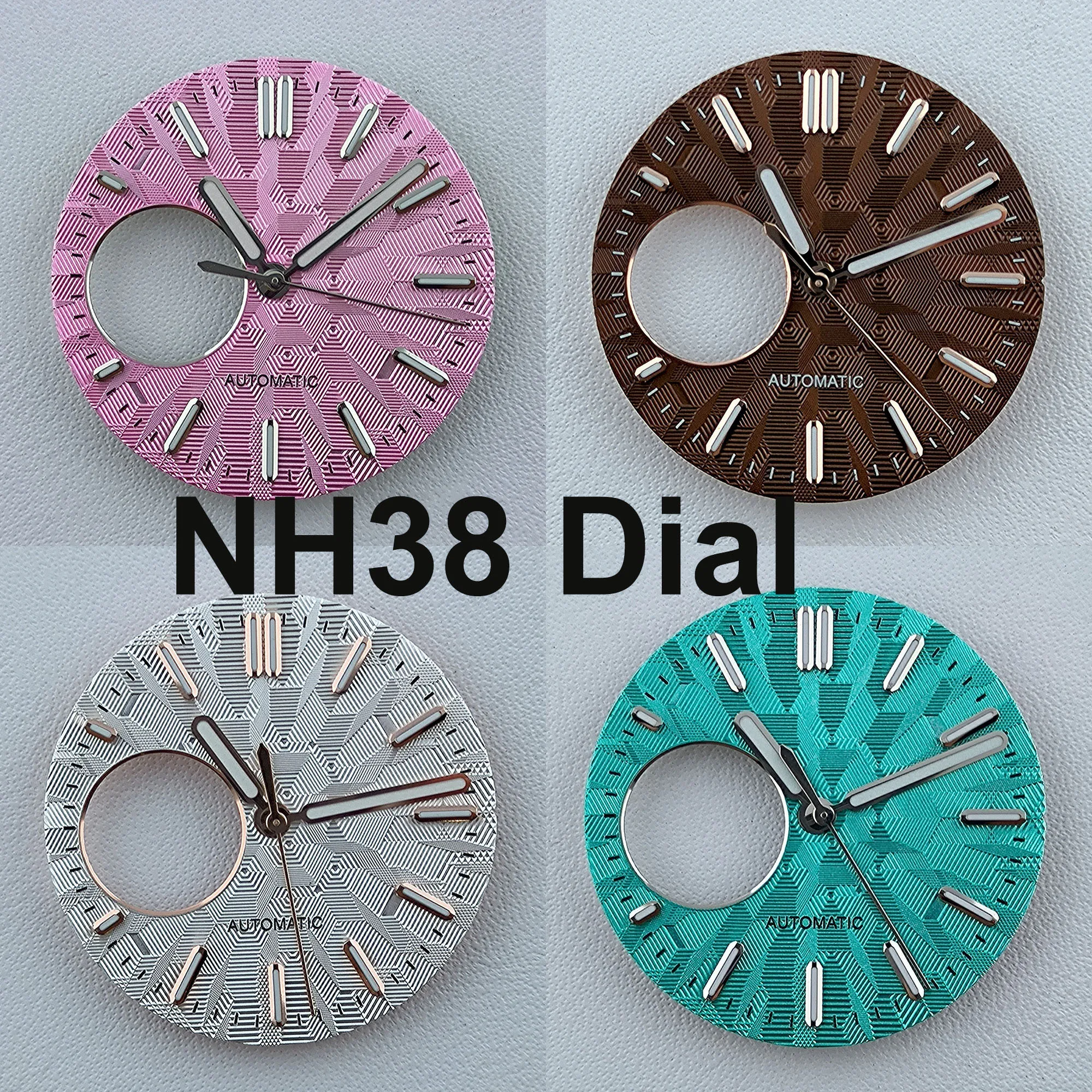 

NH38 Dial 28.5mm Watch dial Hollow out DialCustom logo Green Luminous dial Suitable for NH38 movement watch accessories