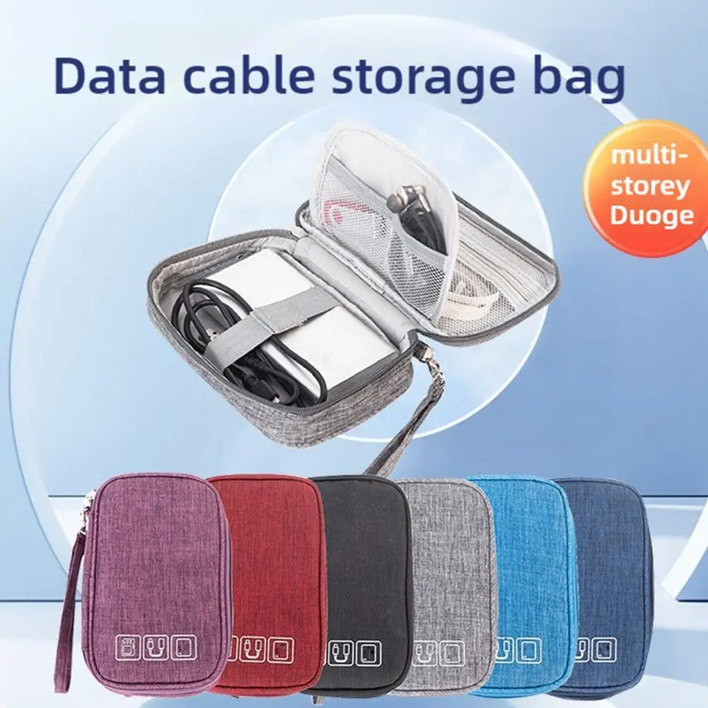 Portable Cable Digital Storage Bags Organizer USB Gadgets Wires Charger Power Battery Zipper Cosmetic Bag Cable Storage Bag