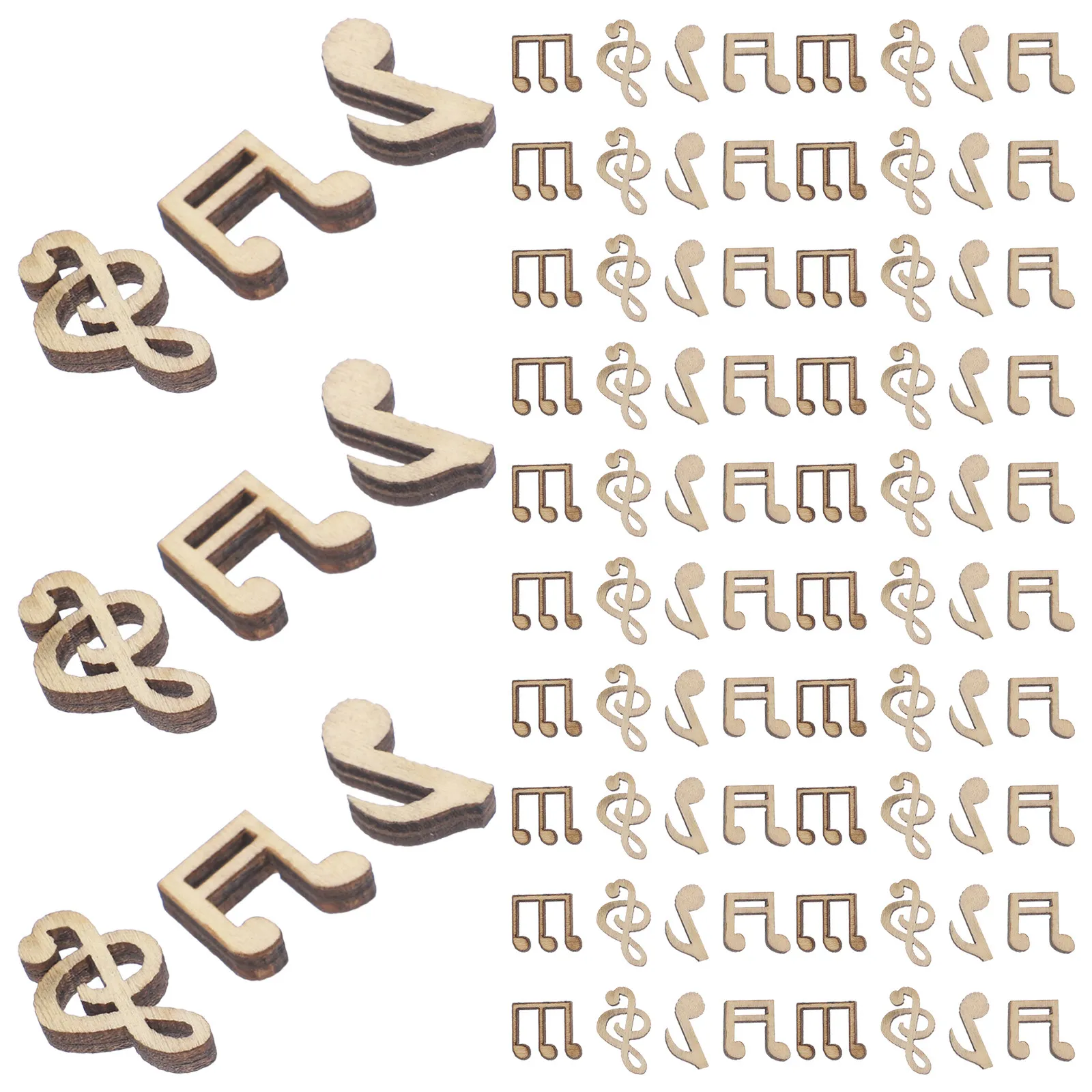 150Pcs Music Note Wooden Slices Natural Wood Pieces DIY Craft Supplies Smooth Edges for Painting Ornaments Creative Handmade