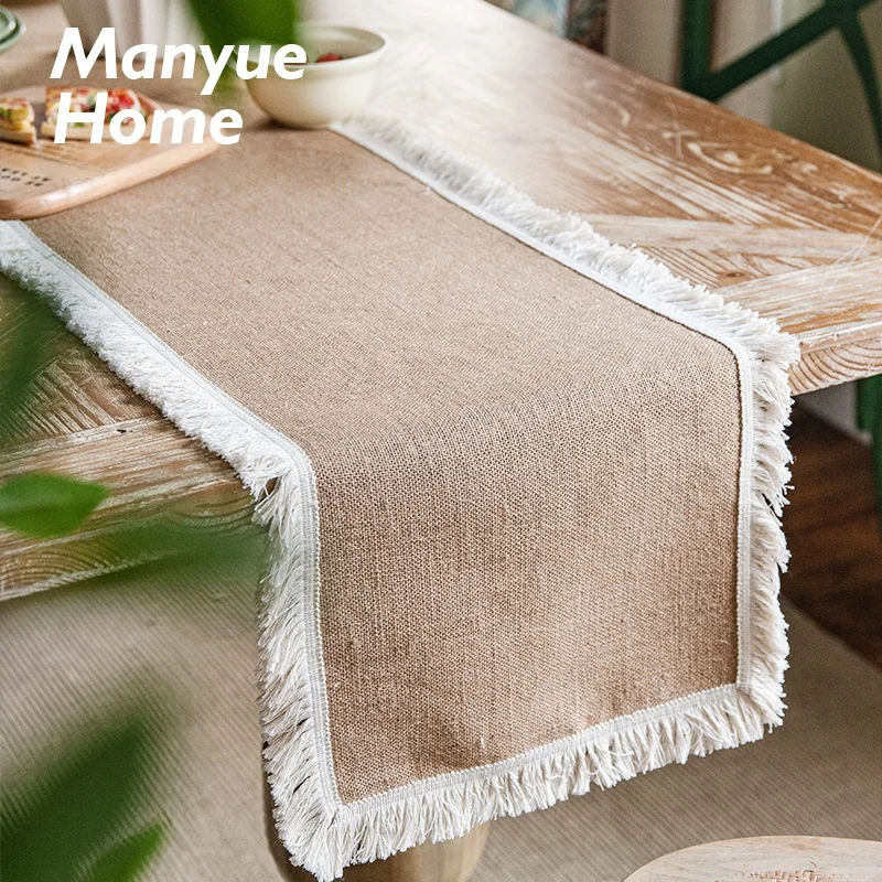Mandarin Duck Retro Cotton Linen Table Flag Yellow Linen Party Decoration Weaving Tassel Heat Resistant Table Mat Photo Backg...