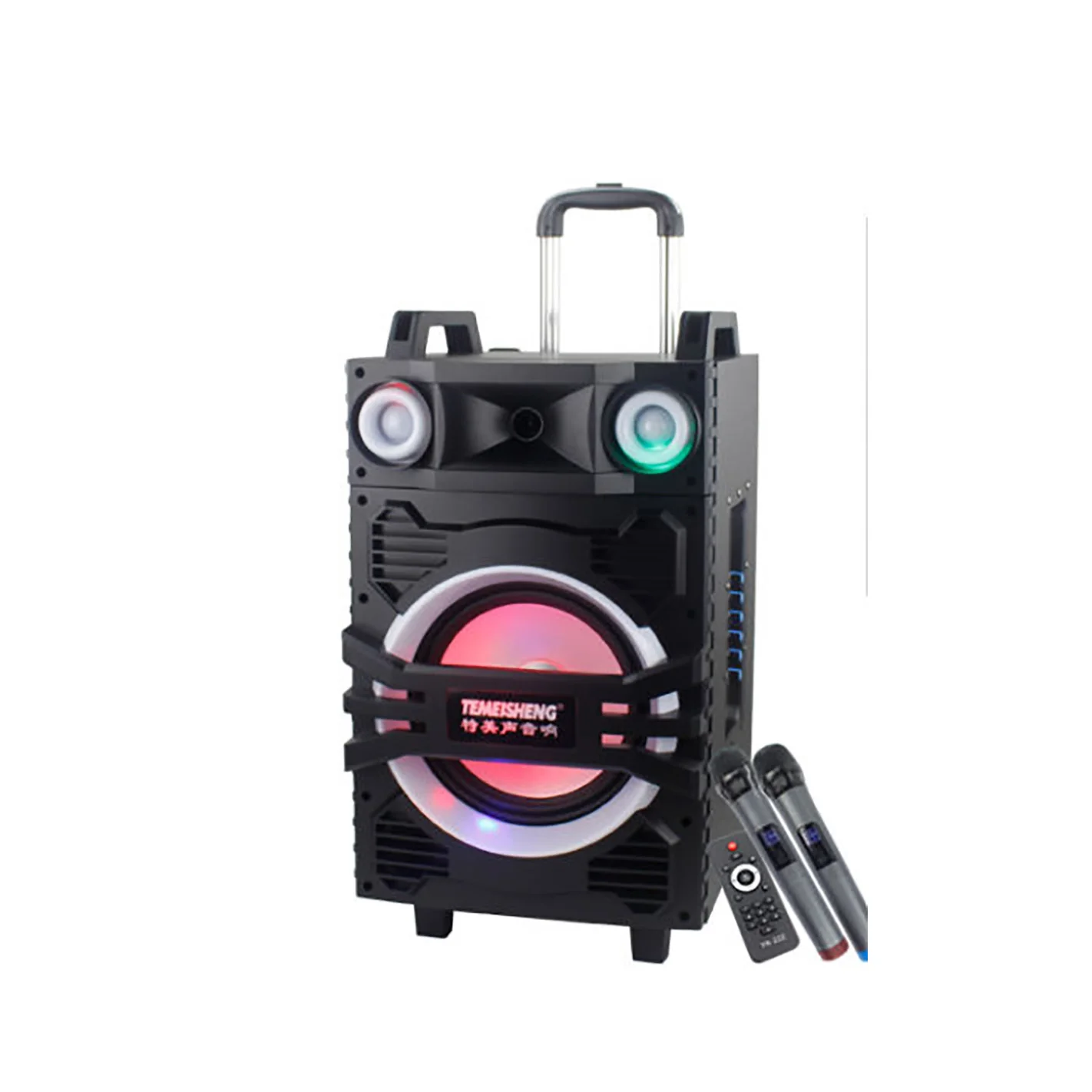 Home Radio Dj Sound Box Bass Portable Bluetooth Woofer Speakers Party Box Karaoke Disco Flashing Light Trolley Speaker