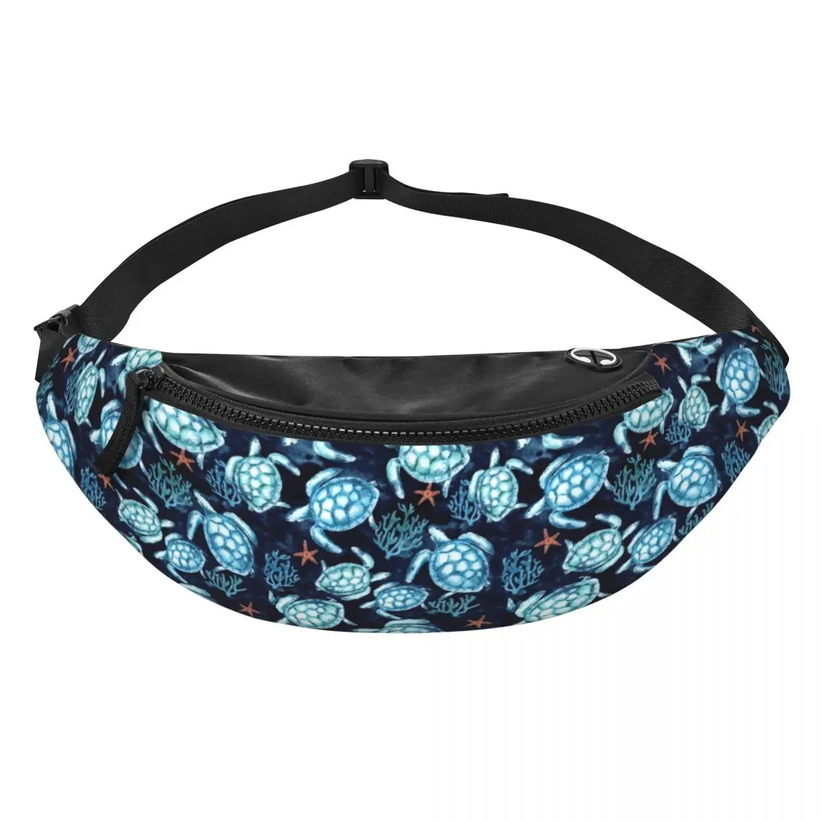 Casual Oceaan Blauwe Schildpadden Fanny Pack Vrouwen Mannen Zee Dier Crossbody Heuptas Voor Reizen Fietsen Telefoon Geld Zakje