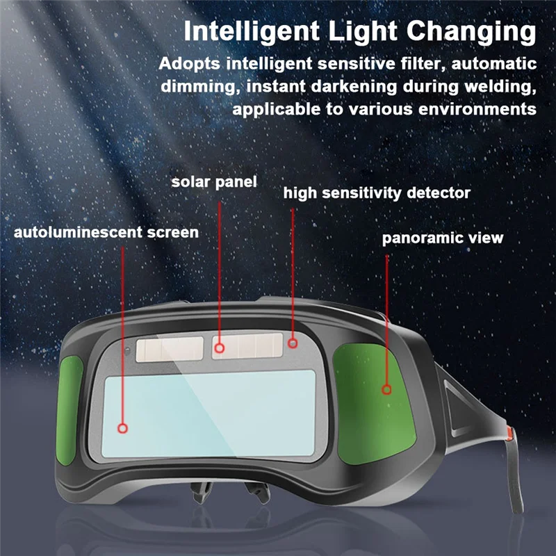 YWDZ-Automatic Dimming Welding Goggles Large View Auto Darkening Protective Glasses For Arc Welding Grinding Cutting