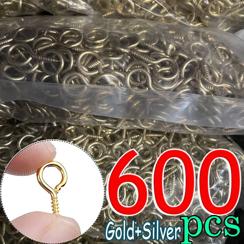 300/600pcs Stainless Steel Tiny Mini Eye Pins Eyepins Hooks Eyelets Screw Threaded Hook Jewelry Findings For Making Accessories