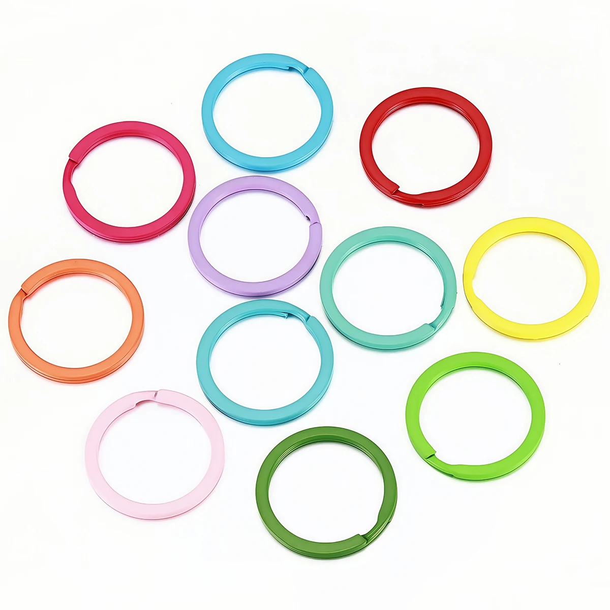 5/10 Stück Metall-Schlüsselanhänger, bunte Schlüsselringe, 25/30 mm, runde, flache Schlüsselringe für DIY-Schmuckherstellungszubehör – Detail 5