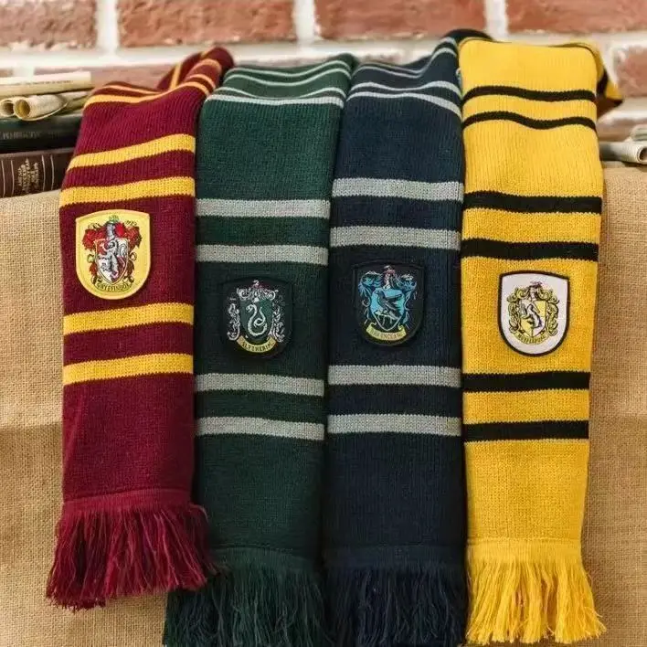 Bufanda escolar de Harry Potter, estilo unisex para otoño e invierno, extra larga y gruesa, bufanda cálida, Gryffindor y Slytherin