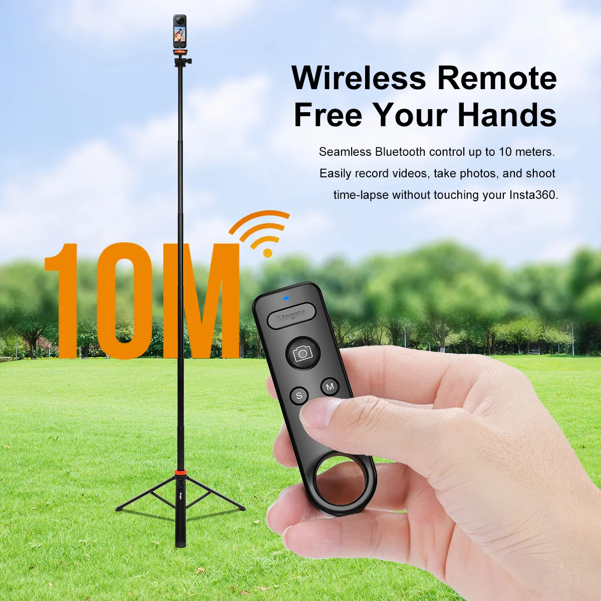 جهاز تحكم عن بعد بمصراع بلوتوث KingMa لـ Insta360 X5/X4/X3/X2/Go3/Go3S/ACE/ACE Pro1/ACE Pro2 - وحدة تحكم الصور والفيديو