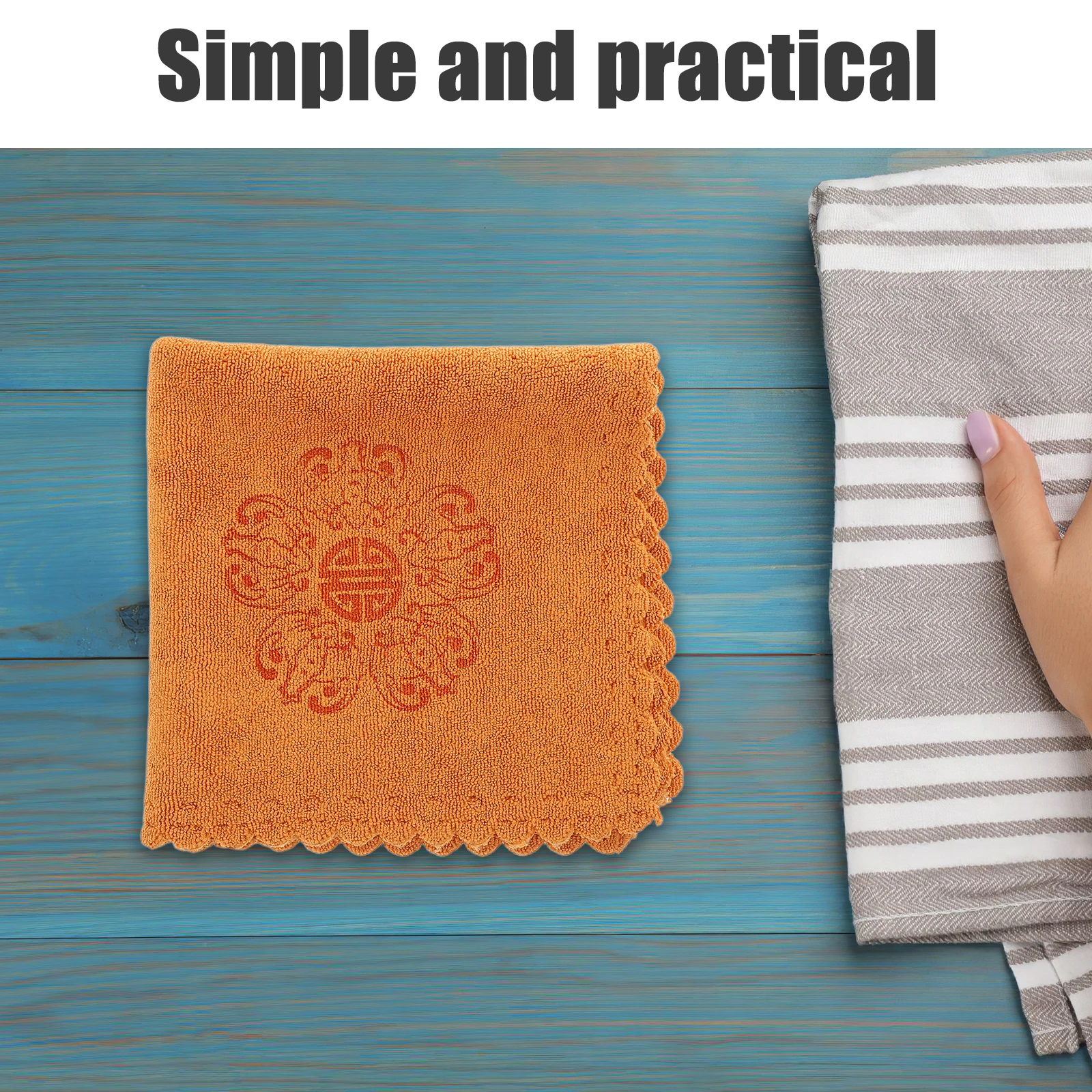 

Thickened Absorbent Tea Towel For Kitchen 30X30Cm Square Printed Dishcloth Quick Drying Reusable Cotton Dish Coffee Hand