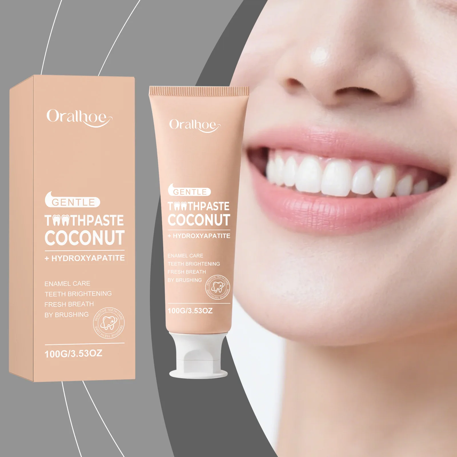 

Oralhoe Coconut Toothpaste with Hydroxyapatite Teeth Brightening Whitening Fresh Breath Refreshing Repair Gentle Enamel Care