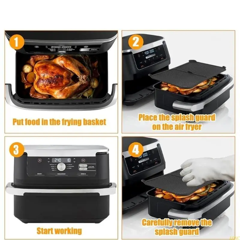 A0NC Anti Splatter Air Fryers Abdeckung Schutzküchen Werkzeug Sicherer Deckungsscheibe Lid Deckel