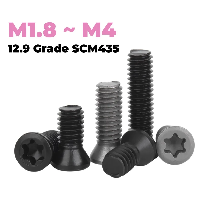 SCM435 12.9 Grade Black/Gray CNC Insert Torx Screw M1.8 ~ M4 for Replacing Carbide Inserts in CNC Lathe Tool Holders