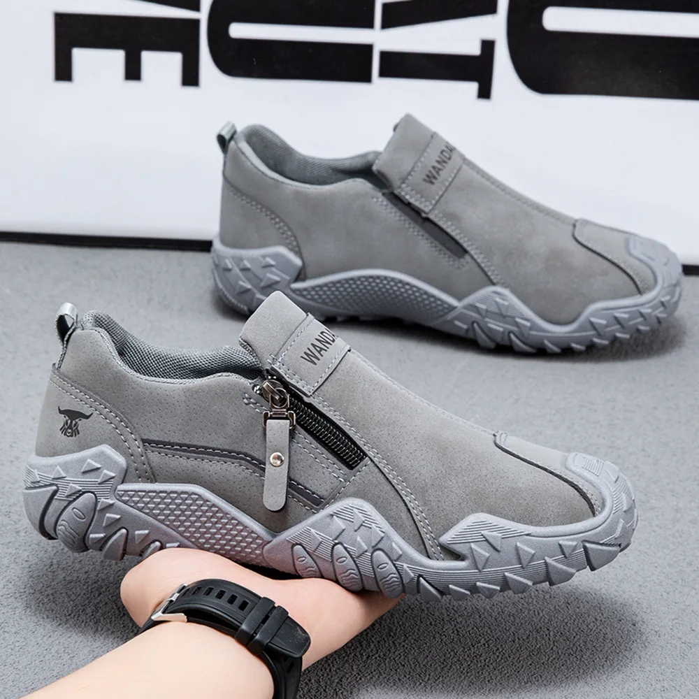 

Men's fashion side-zip casual shoes, outdoor thick-soled workwear shoes, four-season style lazy sports shoes