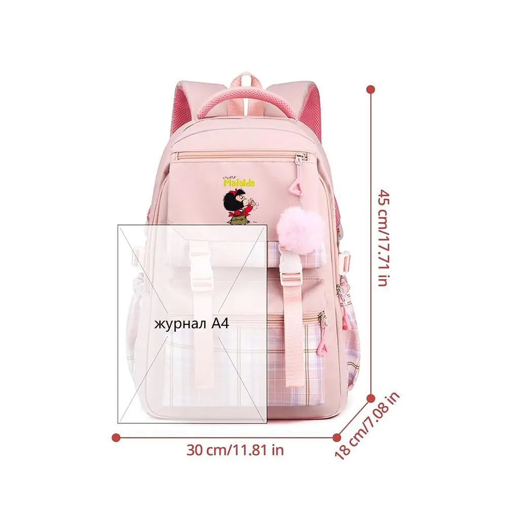 Print Backpack with Cartoon Character, School Bag for Girls, Travel Rucksack with Adjustable Straps