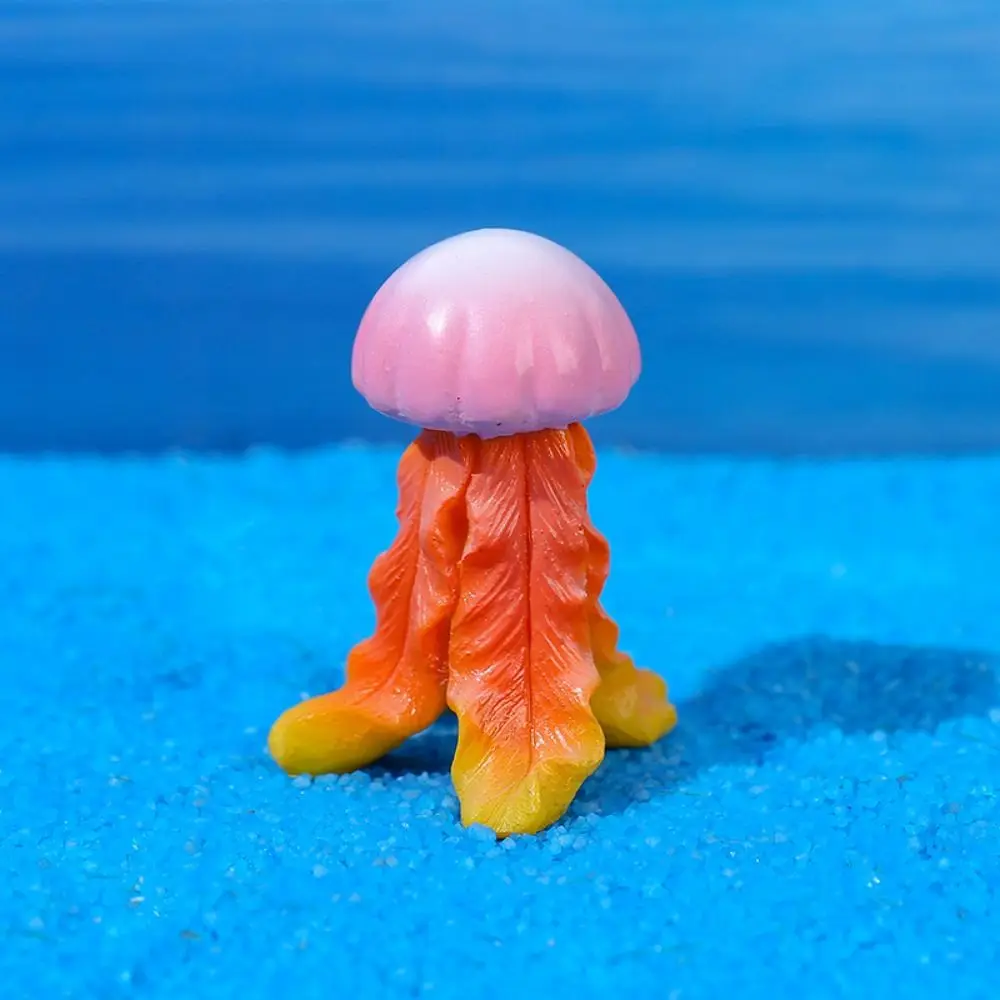 9pcs/set Cute Decorative Coral Micro Landscape Resin Multicolor Ocean Jellyfish Ornaments Lifelike Miniature Jellyfish Aquarium