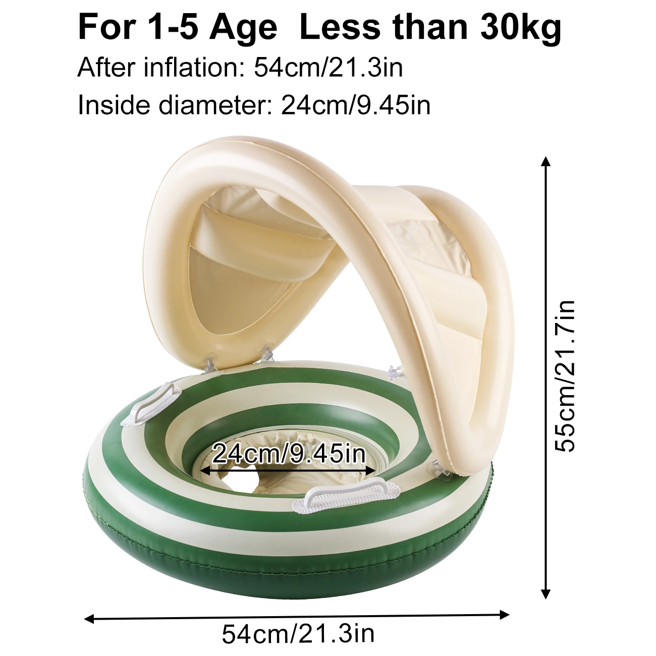 1 pair of retro striped sunshade pants with handles and thick inflatable floating rings