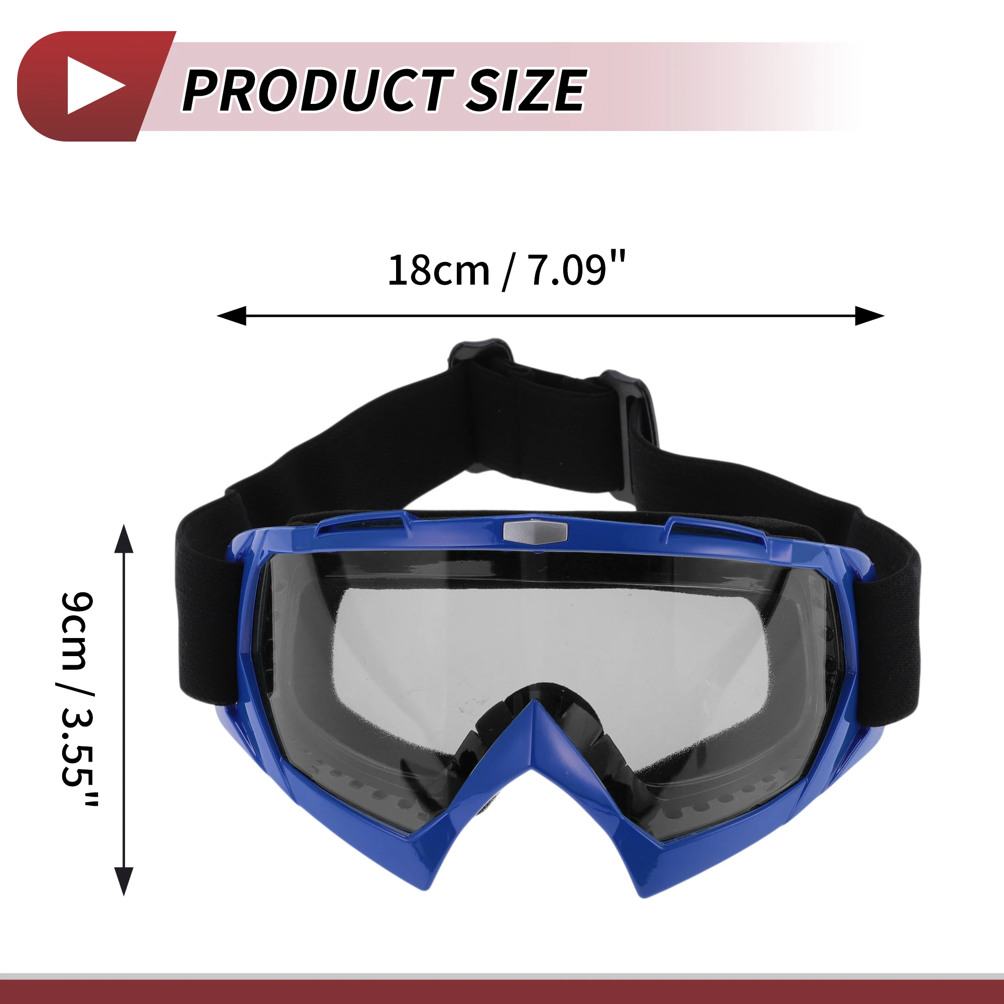 

X Autohaux 1 Set Motorcycle Riding Goggles PC TPU Outdoor Sports Goggles for Motocross Dirt Bike Grey Lens Blue Frame