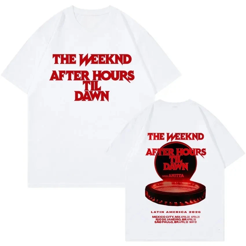 Hip Hop Harajuku Men Women O-Neck Tshrits Rapper The Weeknd After Hours Til Dawn 2026 Tour Music Tshrit High Quality Cotton Tops