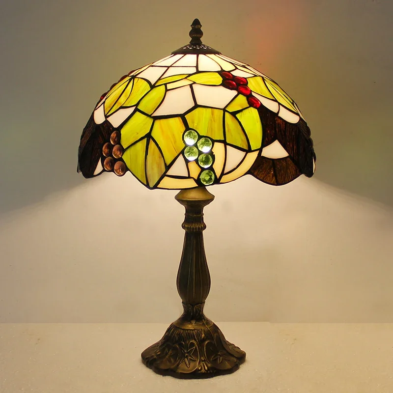 ABEL Tiffany Table Lamp LED Luxury Creativity Living Room Study Bedroom Bedside Lamp Villa Hotel Color Glass Desk Light