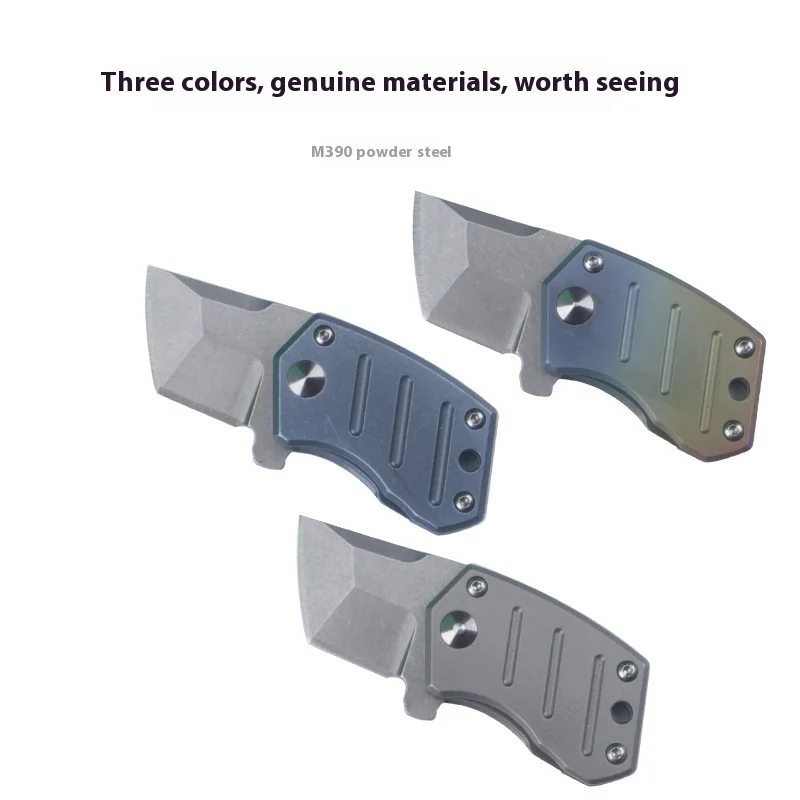 Folding Knife Titanium Alloy with Stainless Steel Blade Portable Multifunctional Pendant Keychain Knife for Camping