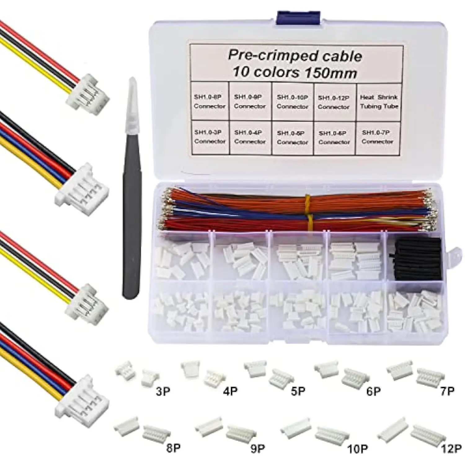 Jst SH1.0mm Connector Kit and Premium Pre-Crimped Cables for SPRacing F3 Omnibus F4 Pro F7 Racing Drone Wire Kit