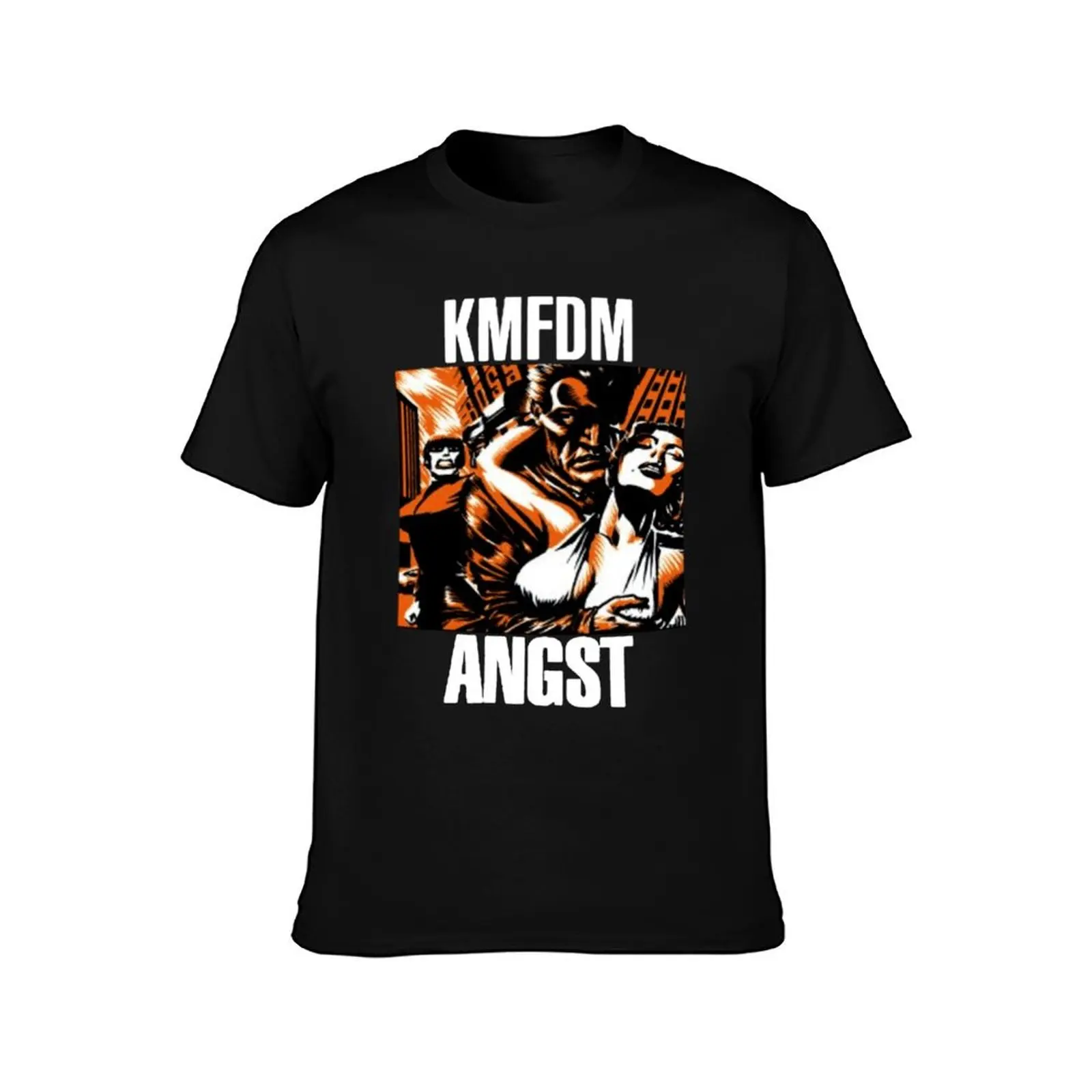 KMFDM ANGST T-Shirt Summer Casual Cotton Tee Oversized Streetwear Tops Vintage Graphic Print Loose Fit Short Sleeve