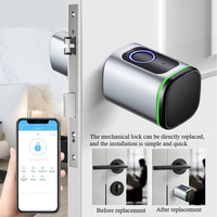 Smart Cylinder Lock With Bluetooth Fingerprint 13.56mhz IC Card Include CR123A Battery Easy Installation