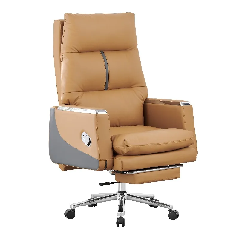 [2026]Factory Sale Light Luxury Swivel Leather Chair Pu Comfortable Sofa Office Chair Manager Pc Computer Chaises En Cuir