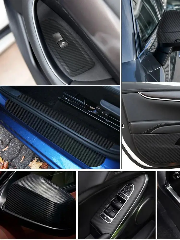 Film rond en vinyle auto-adhésif noir, fibre de carbone 3D, autocollant rond pour voiture, console, ordinateur, ordinateur portable, peau, 50x152 cm, 200 cm, 300cm