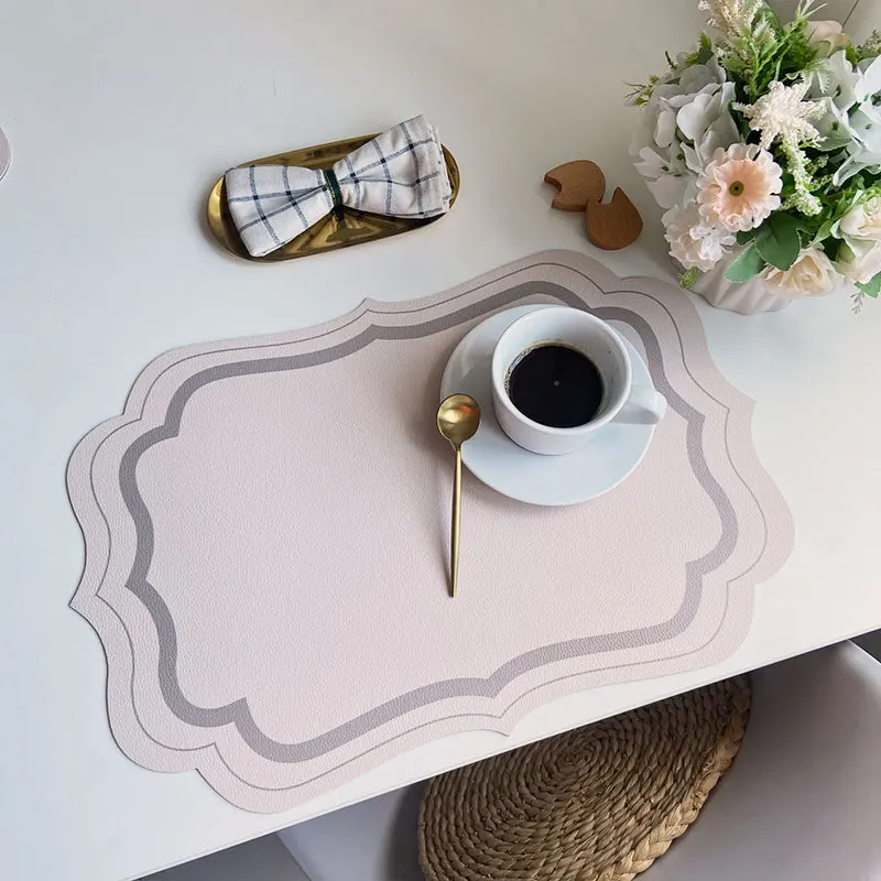 Retro Light Luxury Leather Table Mat Home Kitchen Decoration Romantic Western Food Mat Heat Insulation Mat Home Bowl Mat Cup Mat