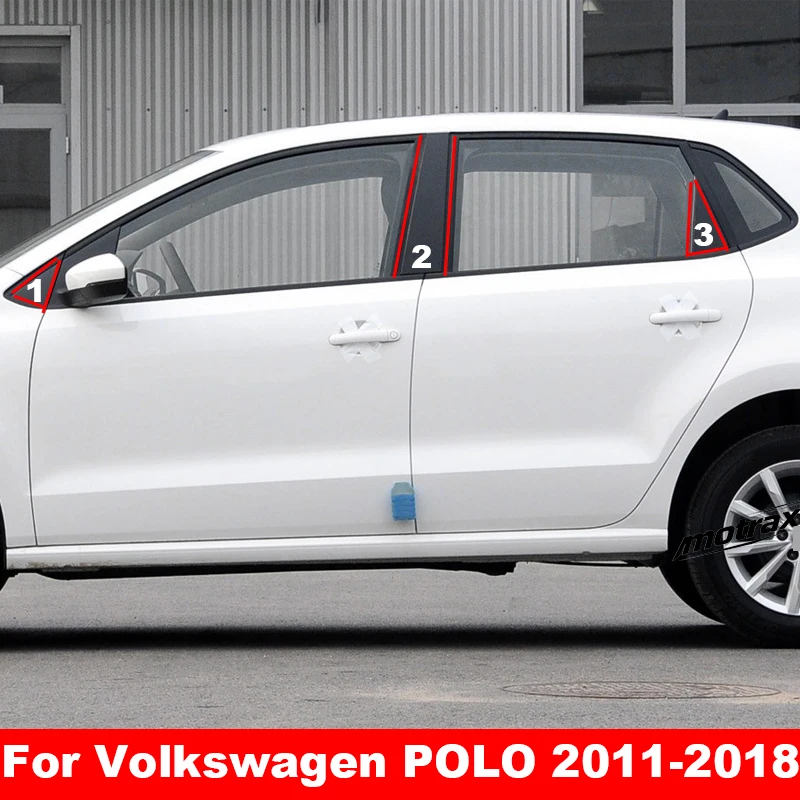 For Volkswagen VW POLO 2011-2018 Car PC Window Decorative Cover Center Film B C Pillar Post Panel Sticker Parts Accessories