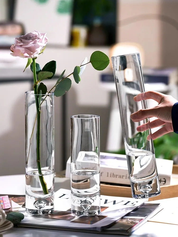European Style Modern Simplicity Bubble Transparent Glass Small Vase Hotel Living Room Desktop Single Flower Decoration Vase