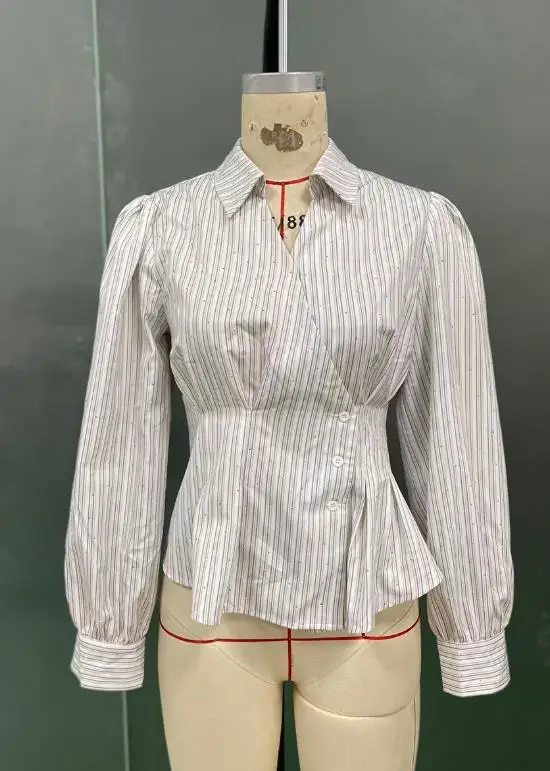 

Темпераментная рубашка с длинными рукавами и завязкой на талии, осень 2022, новый стиль, полосатая рубашка, кардиган для женщин, повседневные блузки