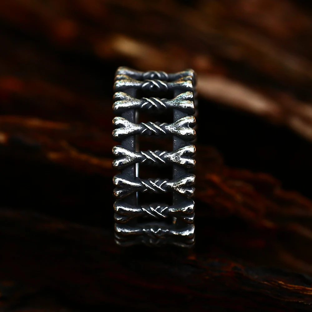 Retro Stainless Steel Bones Ring Punk Hip Hop Rock Minimalism Skeleton Rings For Men Women Fashion Party Jewelry Halloween Gift