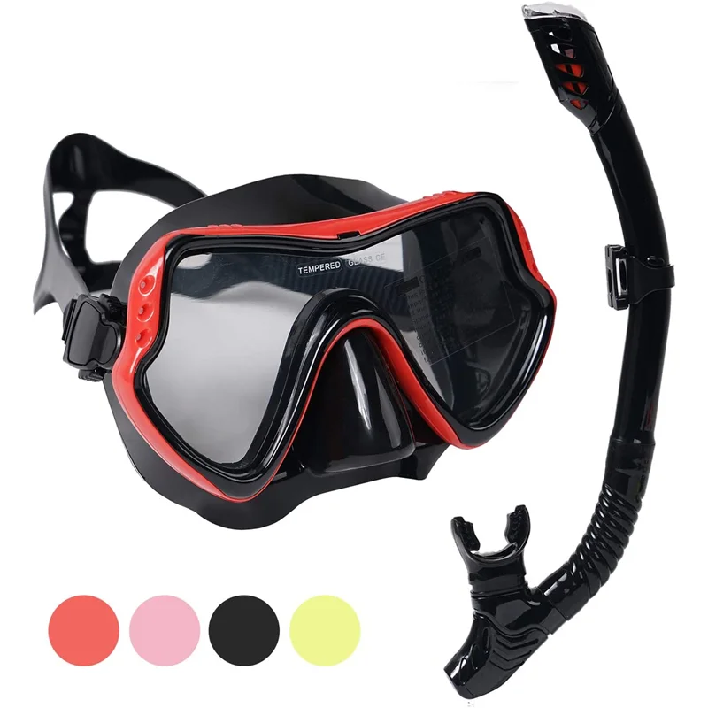 

Scuba Snorkeling Set Panoramic View Anti-Fog Swimming Diving Mask Anti-Leak Snorkeling Goggle Easy Breath Tube Set for Men Women