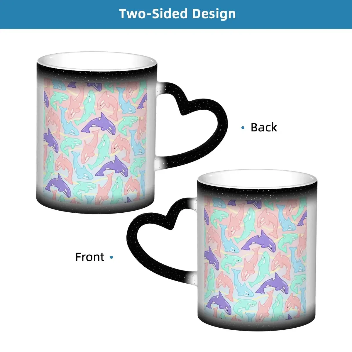 Pastel Orca Pattern Mug Funny Ceramic Coffee Cups Tea Mugs Milk Cup Drinkware Gift for Woman Man