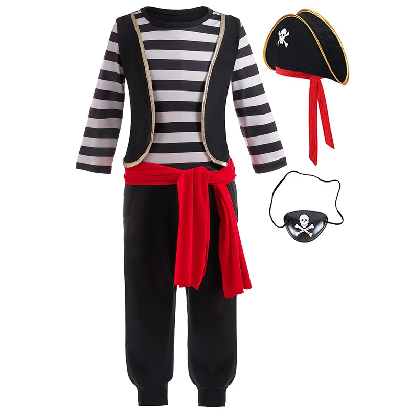 

2025 Boys Ocean Adventure Theme Party Stripe Top+Pant Costume Masquerade Party Children Fancy Birthday Party Clothes 1-8Y