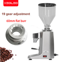 Xeoleo Comercial Electric Coffee Grinder Machine Automatic Mill Flat Burrs Adjustable Stainless Steel Espresso Grinder Machine