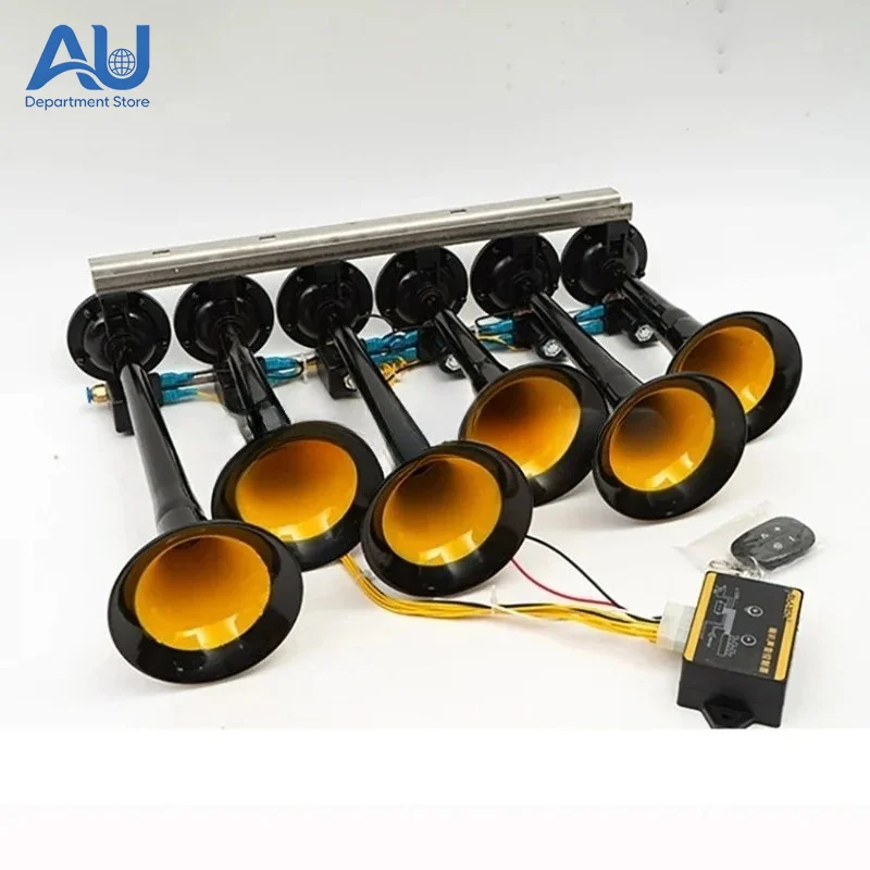 Suitable for Car Music Thirty-Six Tone Truck Train Electronic Control Metal Tube Music Air Horn With Button Cars Accessories
