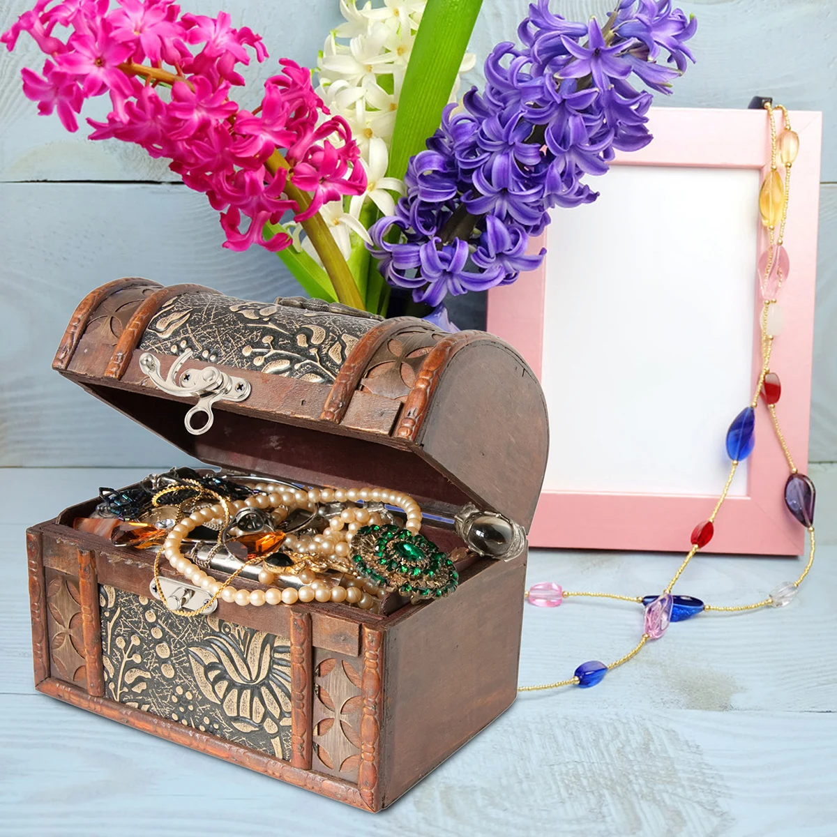 

6 Pcs Horn Lock Buckle Box Jewelry Case Wooden Zinc Alloy Small Padlock