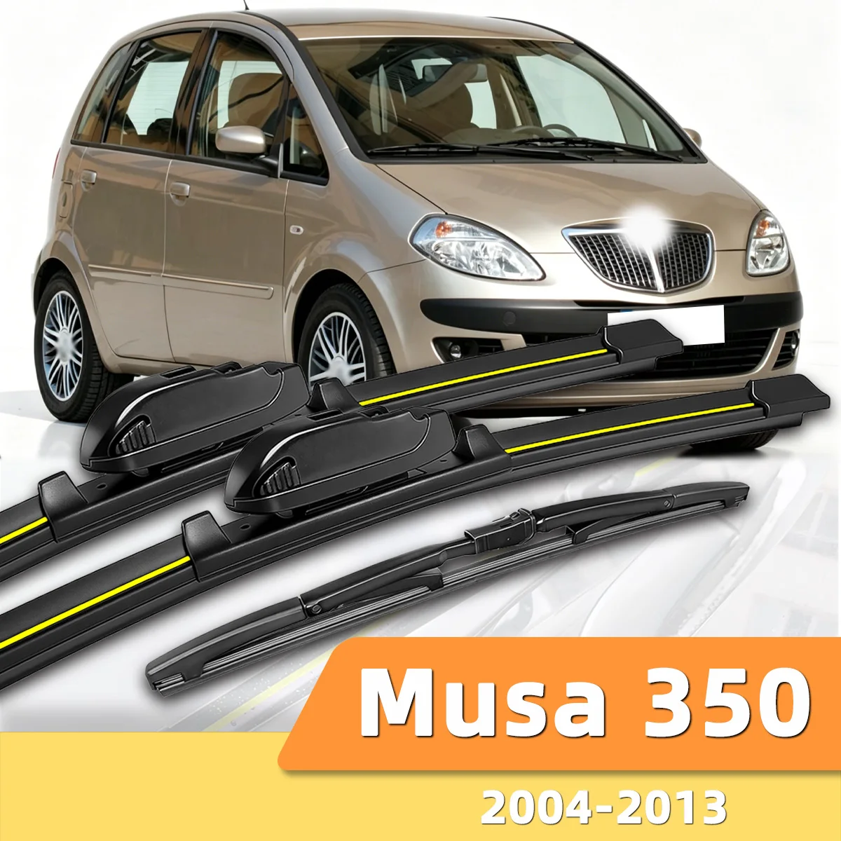 Geeignet für Lancia Musa 350 2004–2013. Vordere und hintere Scheibenwischer. Langlebiges Zubehör für Autoscheiben 2005, 2010, 2012