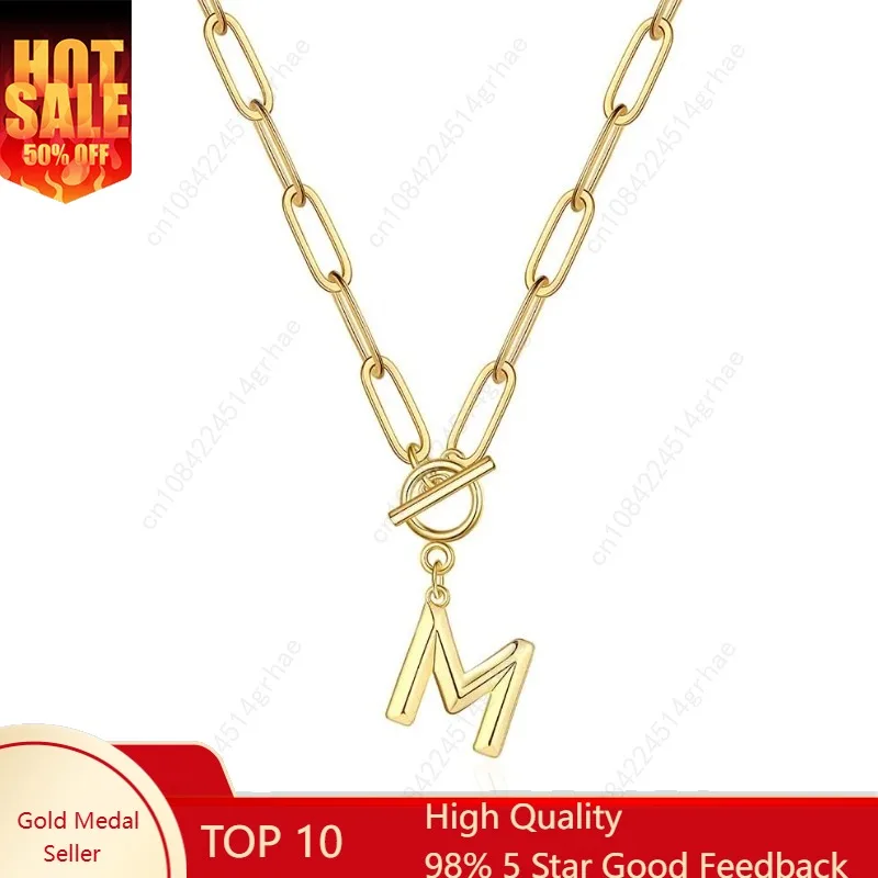 

Ожерелье с застежкой большого размера A-Z для женщин, латунное ожерелье с подвеской в стиле хип-хоп, толстая цепочка OT Buck