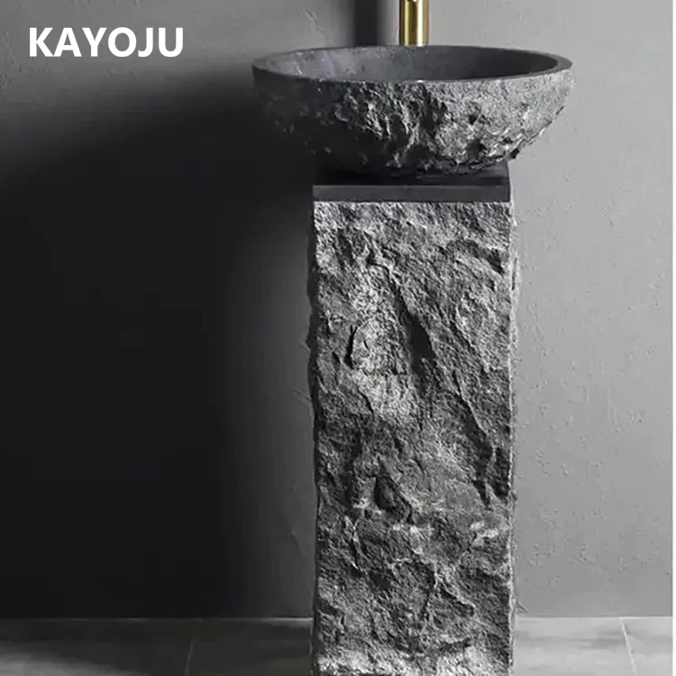 Custom Standing Artificial Basin Bathroom Sink Quartz Vanity Sink Modern Design Marble  Pedestal Bathroom Sink