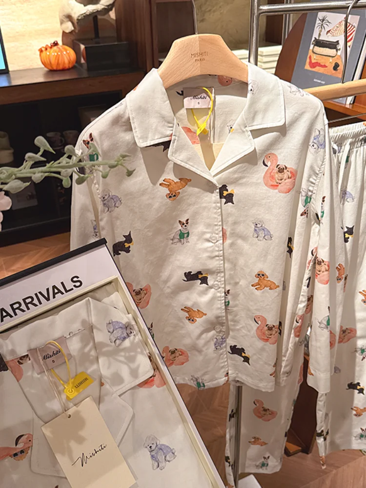 Mistty Printed Dog Long Sleeve Long Pants Home Clothes Sleepwear Cotton 100% Outerwear Autumn Spring Summer Seasonal Use