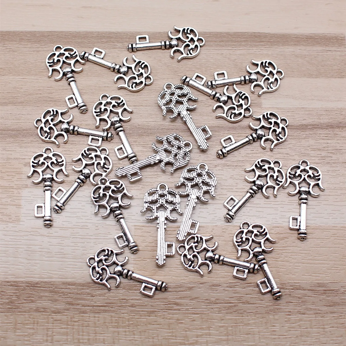 IFOCUS 20pcs/Lot Key Charms For DIY Jewelry Making Zinc Alloy 24x12mm/0.94x0.47inch