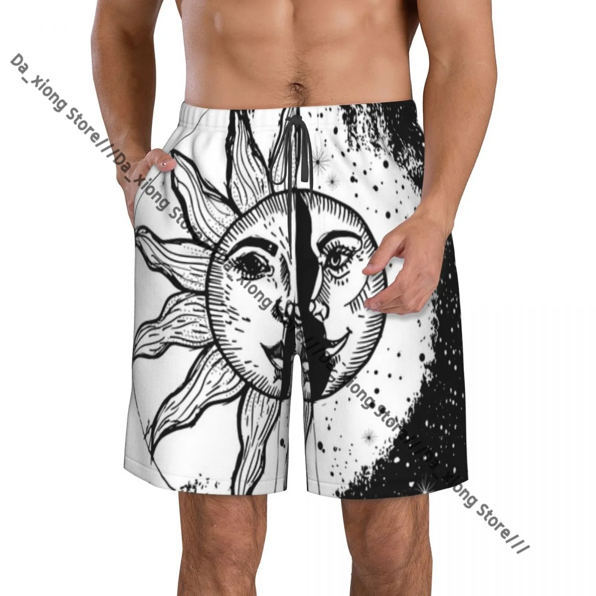 Men Beach Short Quick-drying Swimming Trunk Vintage Retro Horoscope Constellation Zodiac Swimwear Swimsuit Bathing Shorts