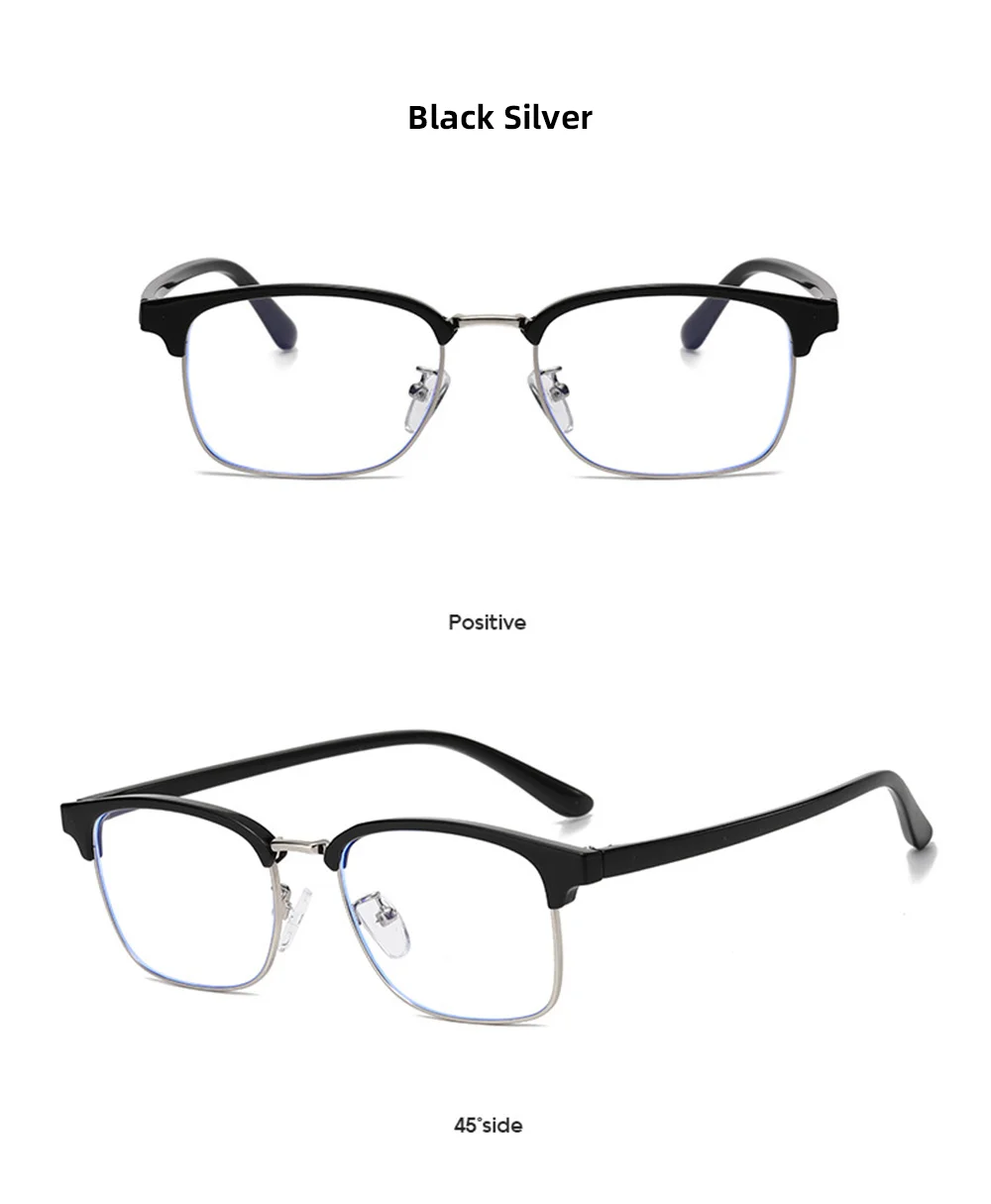VIVIBEE Klassische Halbrandlose Anti-Blaulicht-Brille für Herren, quadratisch, Ray-Filter, Computer-UV400-Brille für Damen – Detail 12