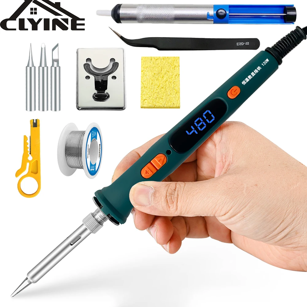 120W Digital Soldering Iron Kit Repair Soldering Tool Set Dual Calibration Temperature 200-600C Welding Solder Repair Tool 60W