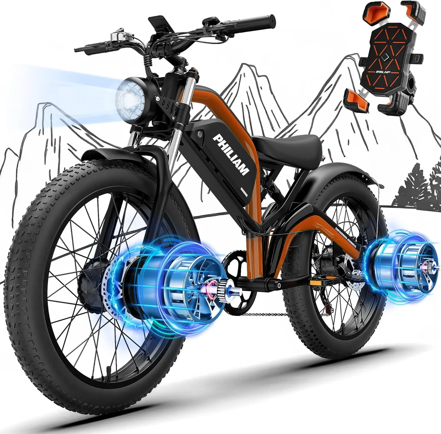 دراجة كهربائية بمحرك مزدوج 52 فولت 3000 وات للبالغين 35 ميجابكسل E دراجات 52 فولت 23 أمبير بطارية 80 ميل نطاق 26 إطار عريض